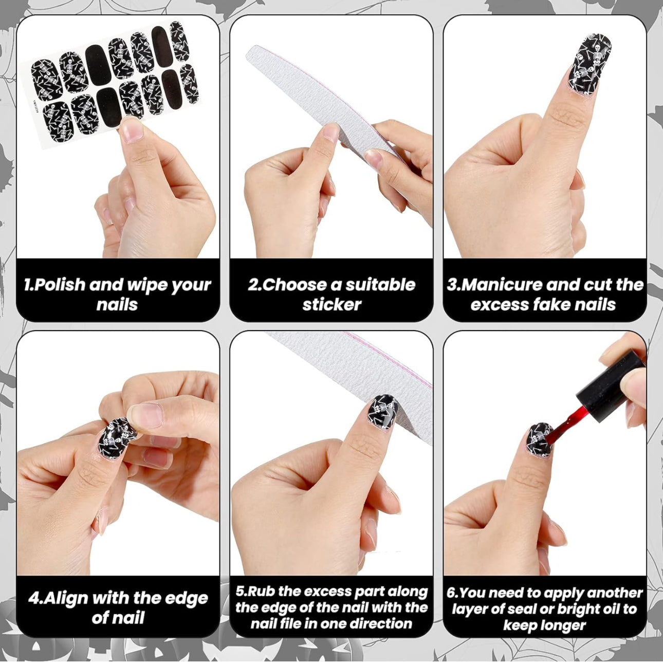 Skeleton Nail Polish Strips