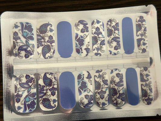 Blue paisley Nail Polish strips