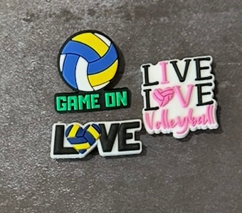 Live love volleyball shoe charm set