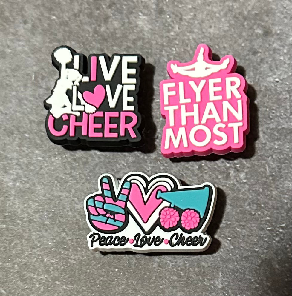 Peace love cheer shoe charm set