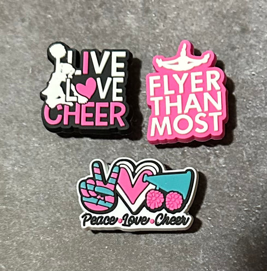 Peace love cheer shoe charm set