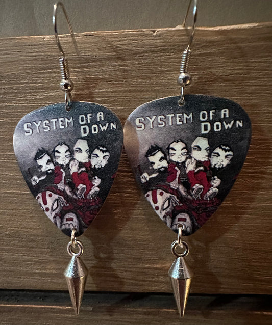 System of a Down spike Guitar Pick Earrings