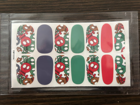 Colorful Skulls Nail Polish Strips
