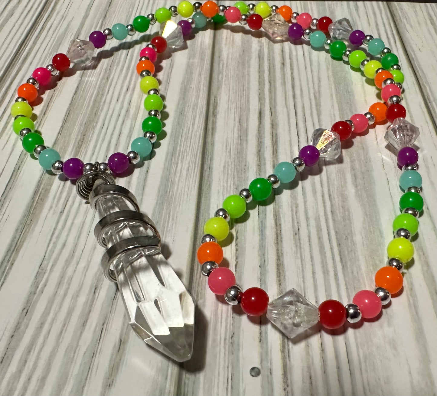 Beaded Clear Crystal Necklace