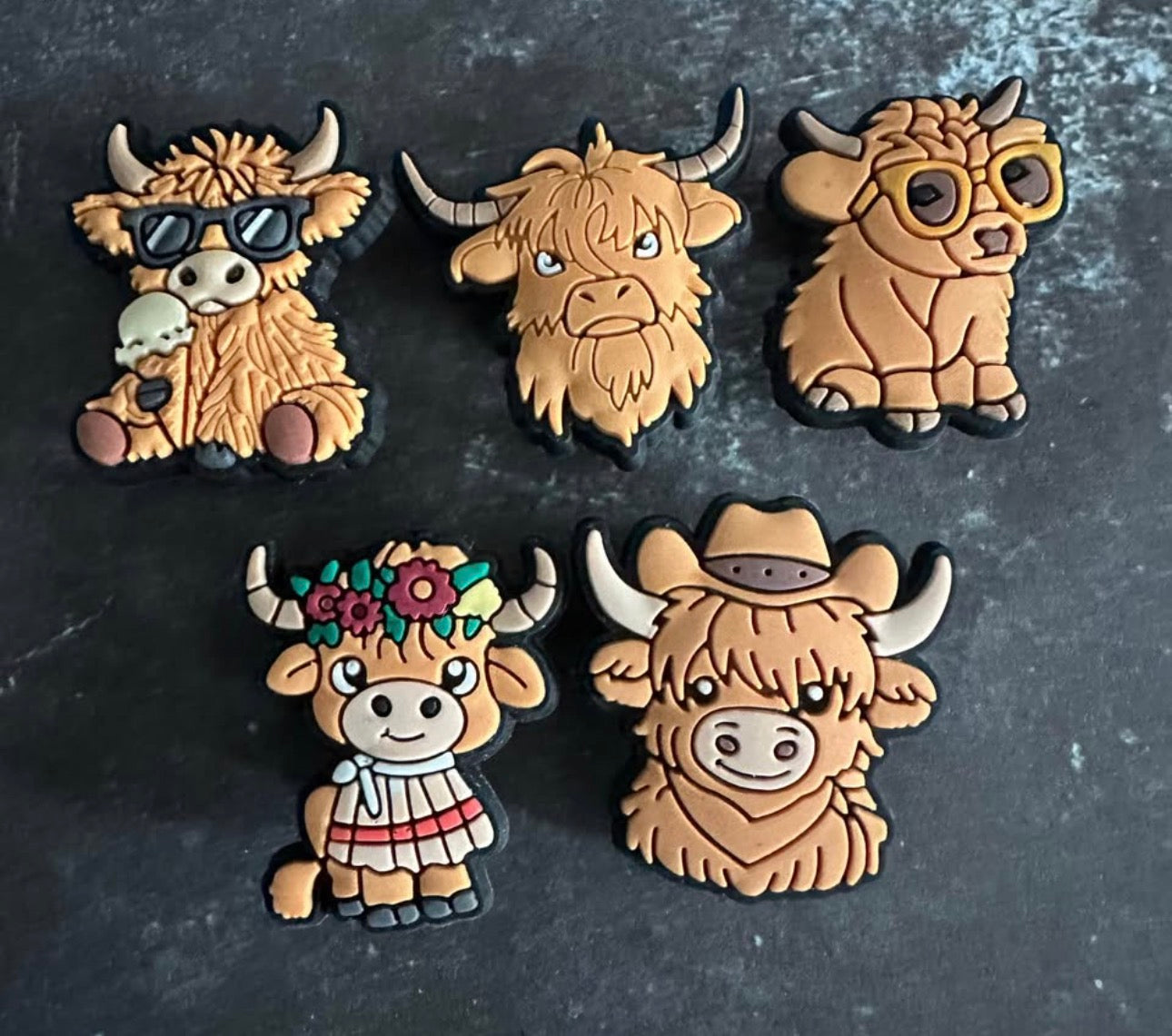 Highland Cow Shoe Charm set