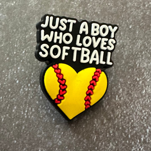 Just a boy who loves softball shoe charm