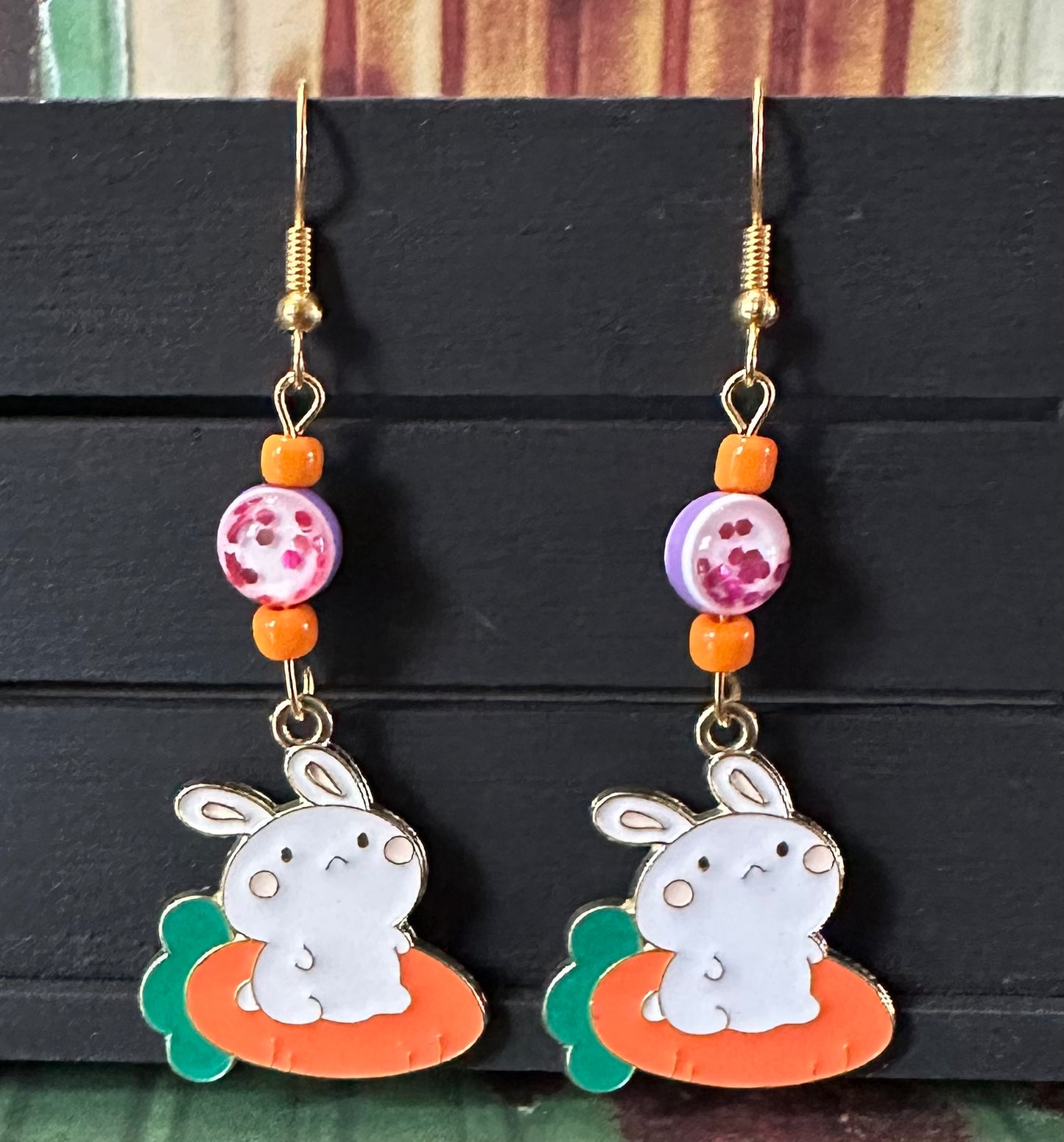 Easter Bunny w/Carrot Charm Earrings