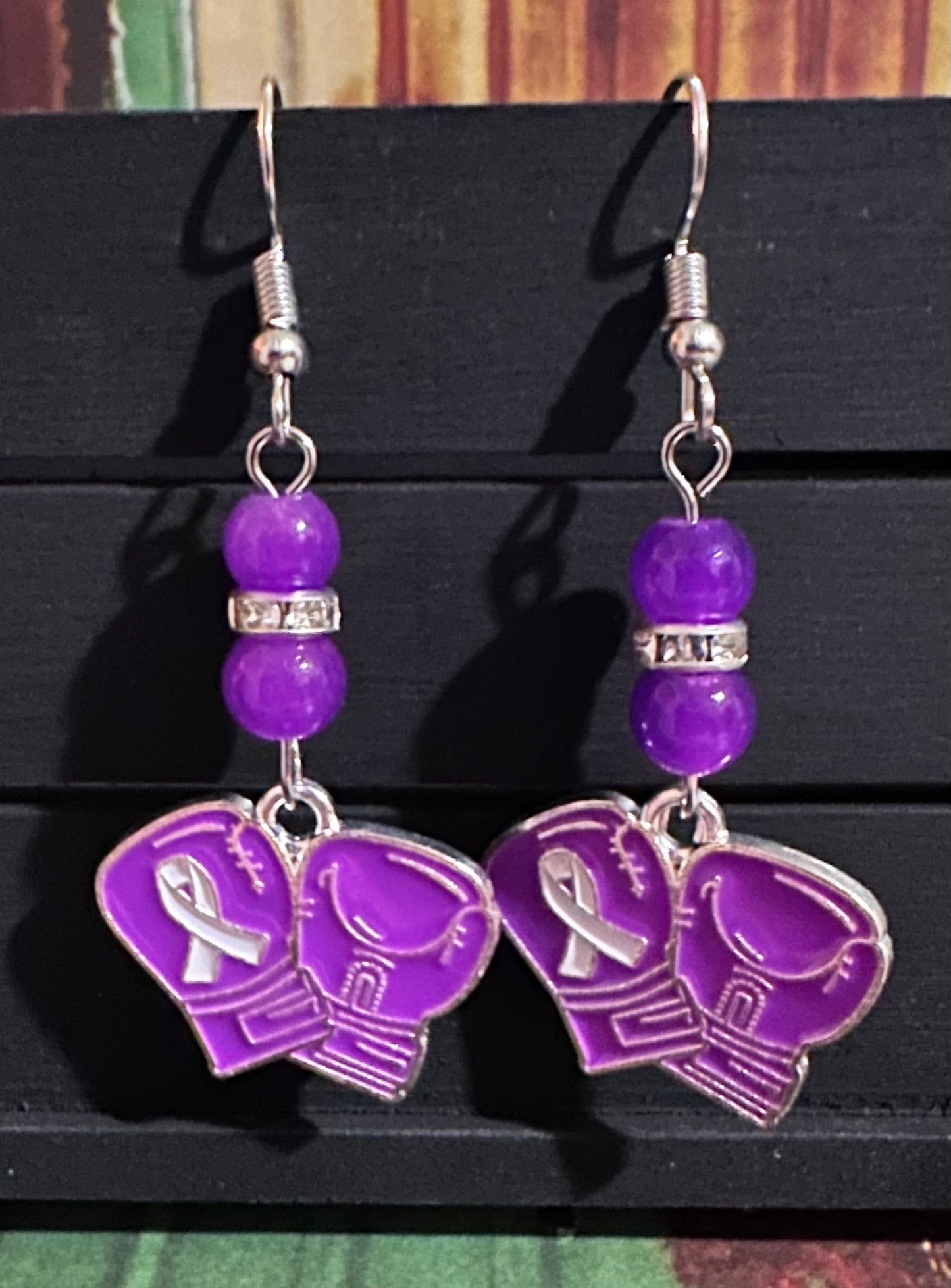 Purple Ribbon Awareness Earrings
