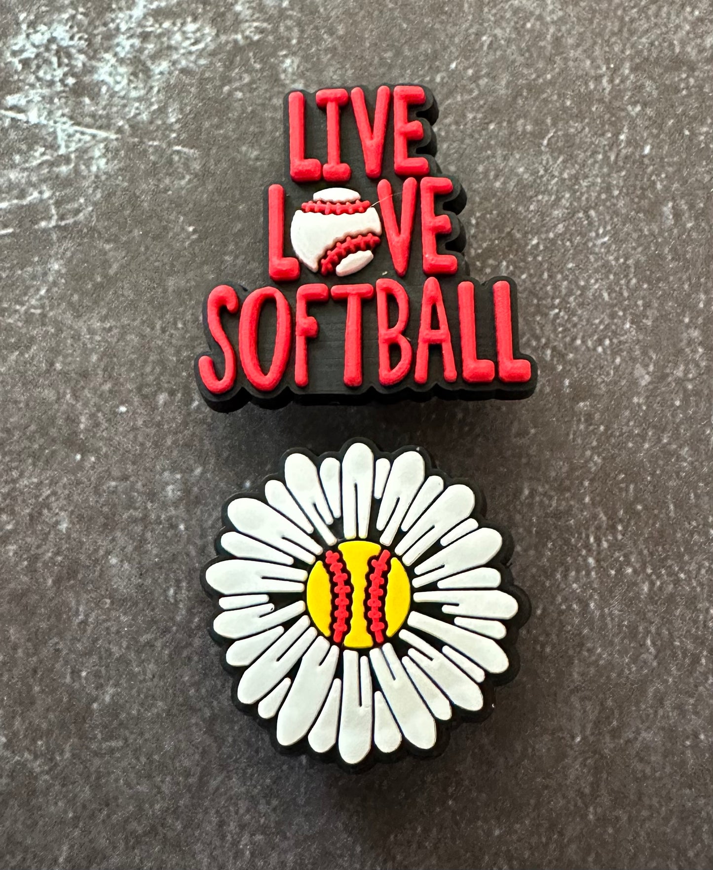 Live love softball shoe charm set