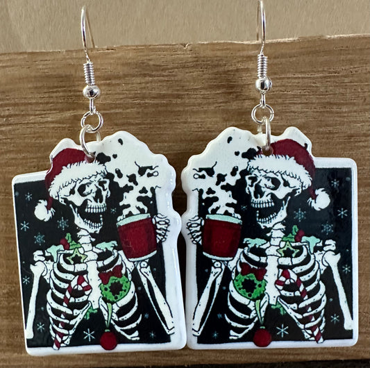 Spooky xmas Skeleton Earrings