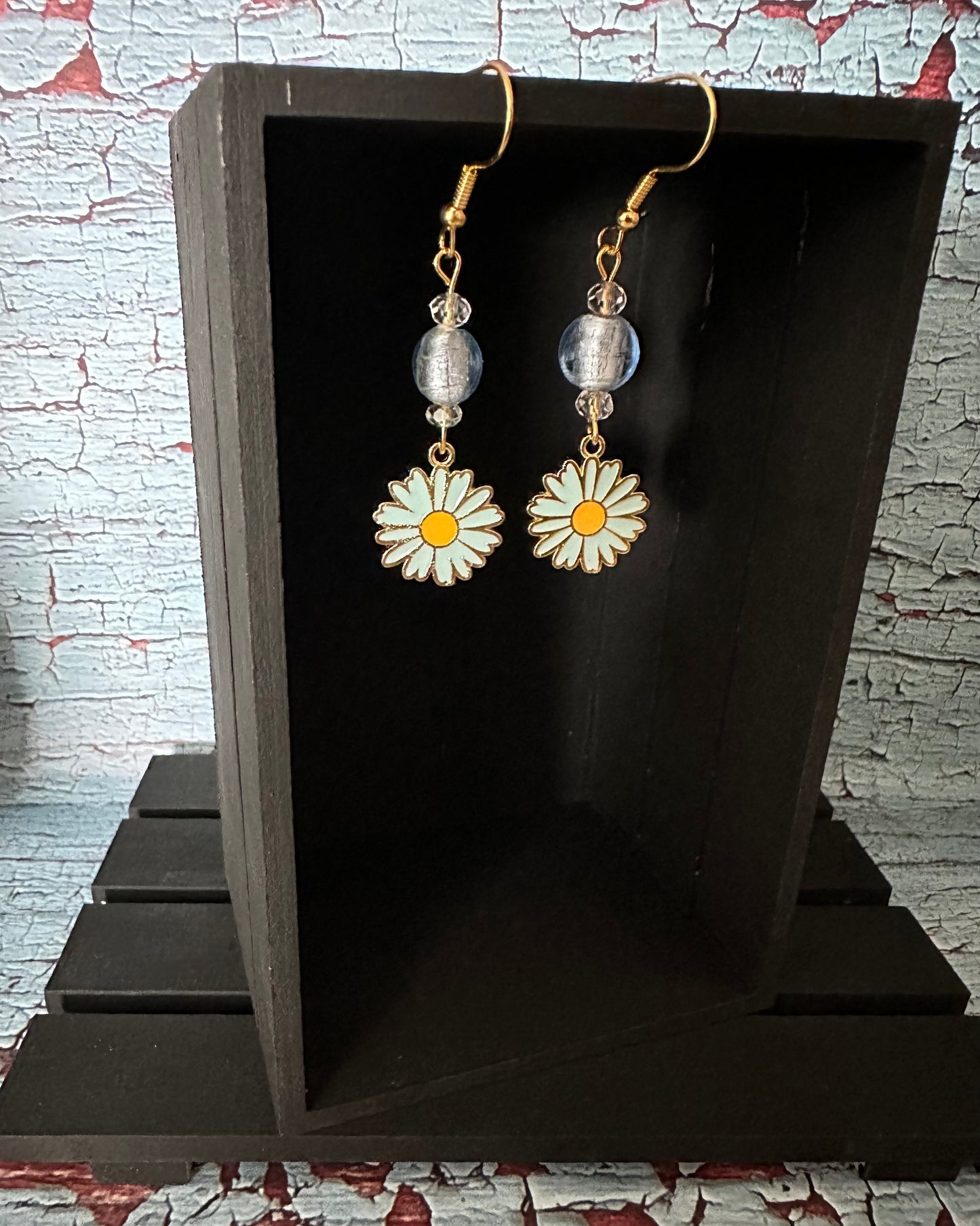 Blue Daisy flower Earrings