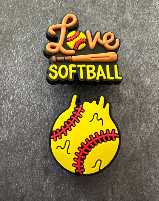 Love SoftBall shoe charm set