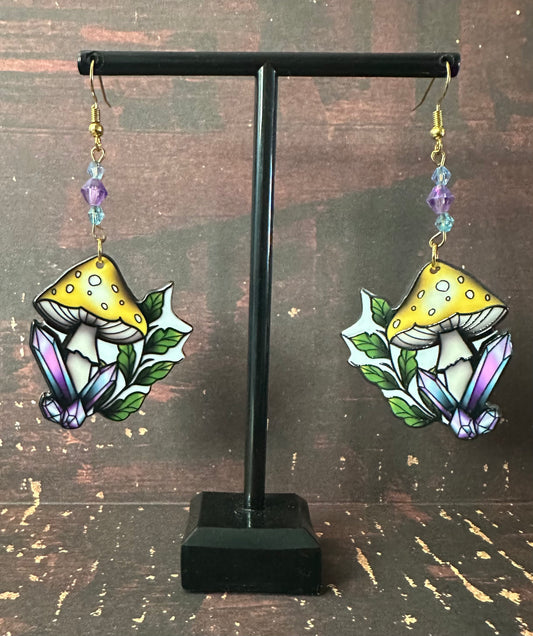 Mystical Mushroom Crystal Earrings