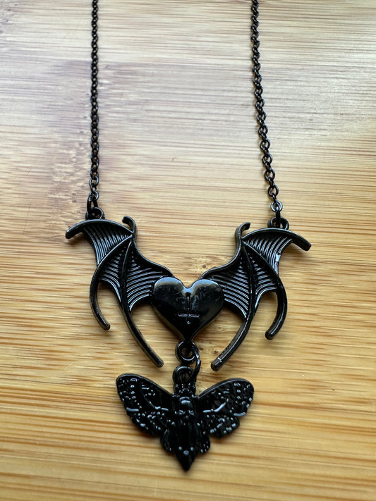 Spooky Gothic Bat/Moth Necklace