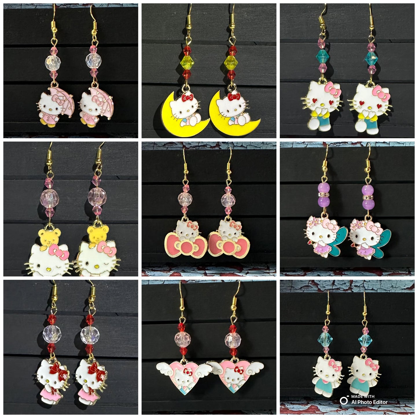 H Kitty inspired Charm Earrings