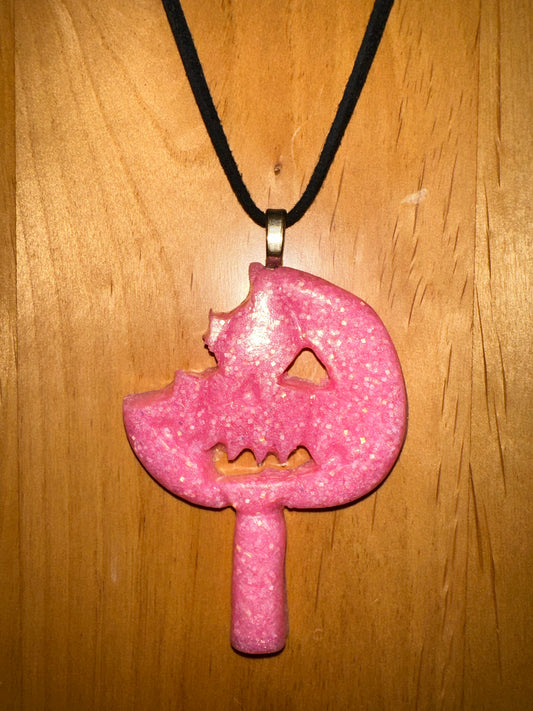 Spooky Pumpkin lollipop Pendant necklace