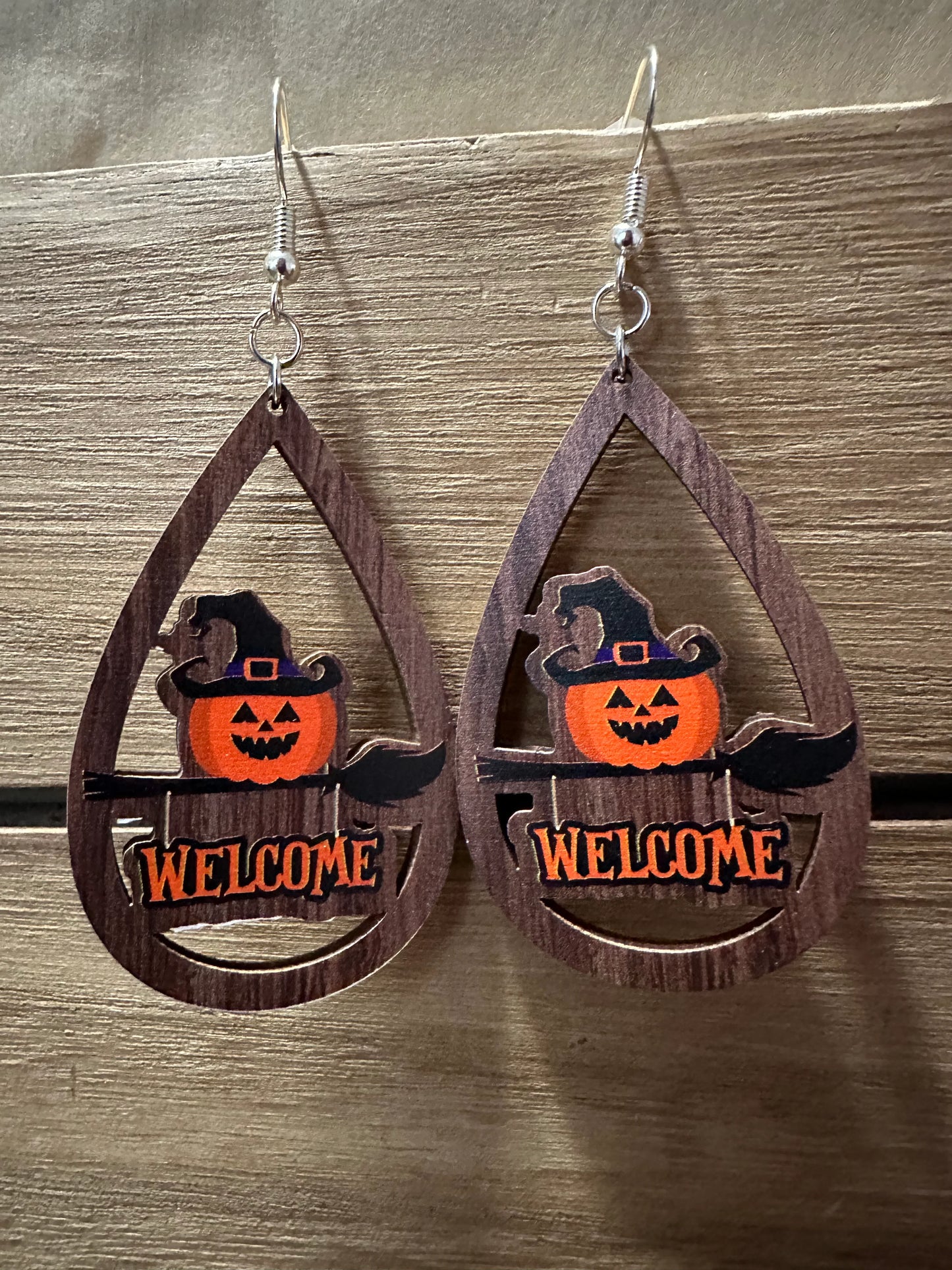 Spooky Wood Teardrop Earrings