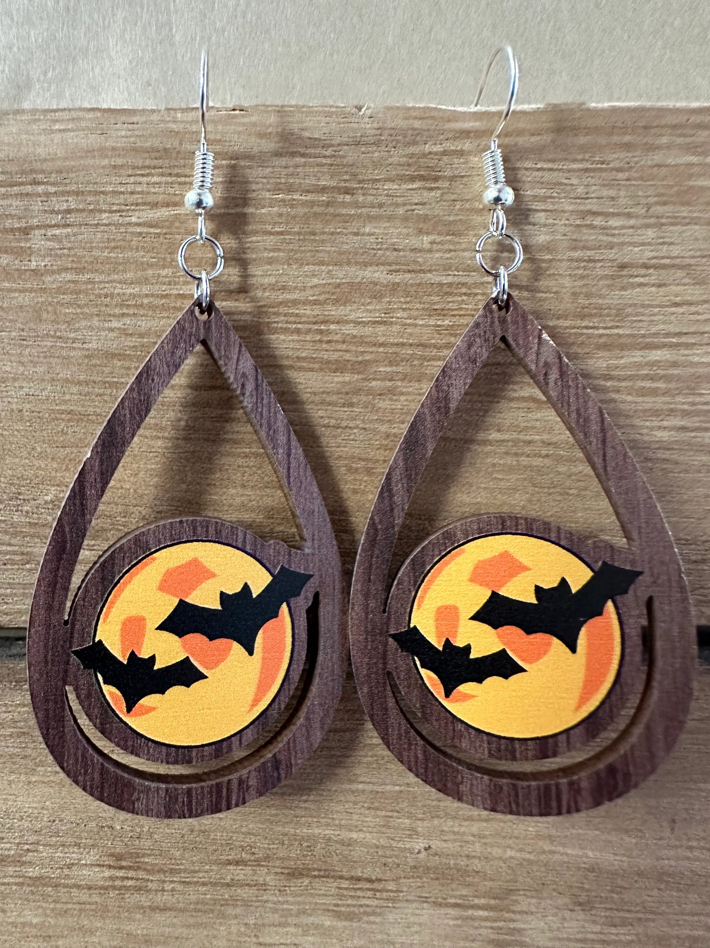 Spooky Wood Teardrop Earrings