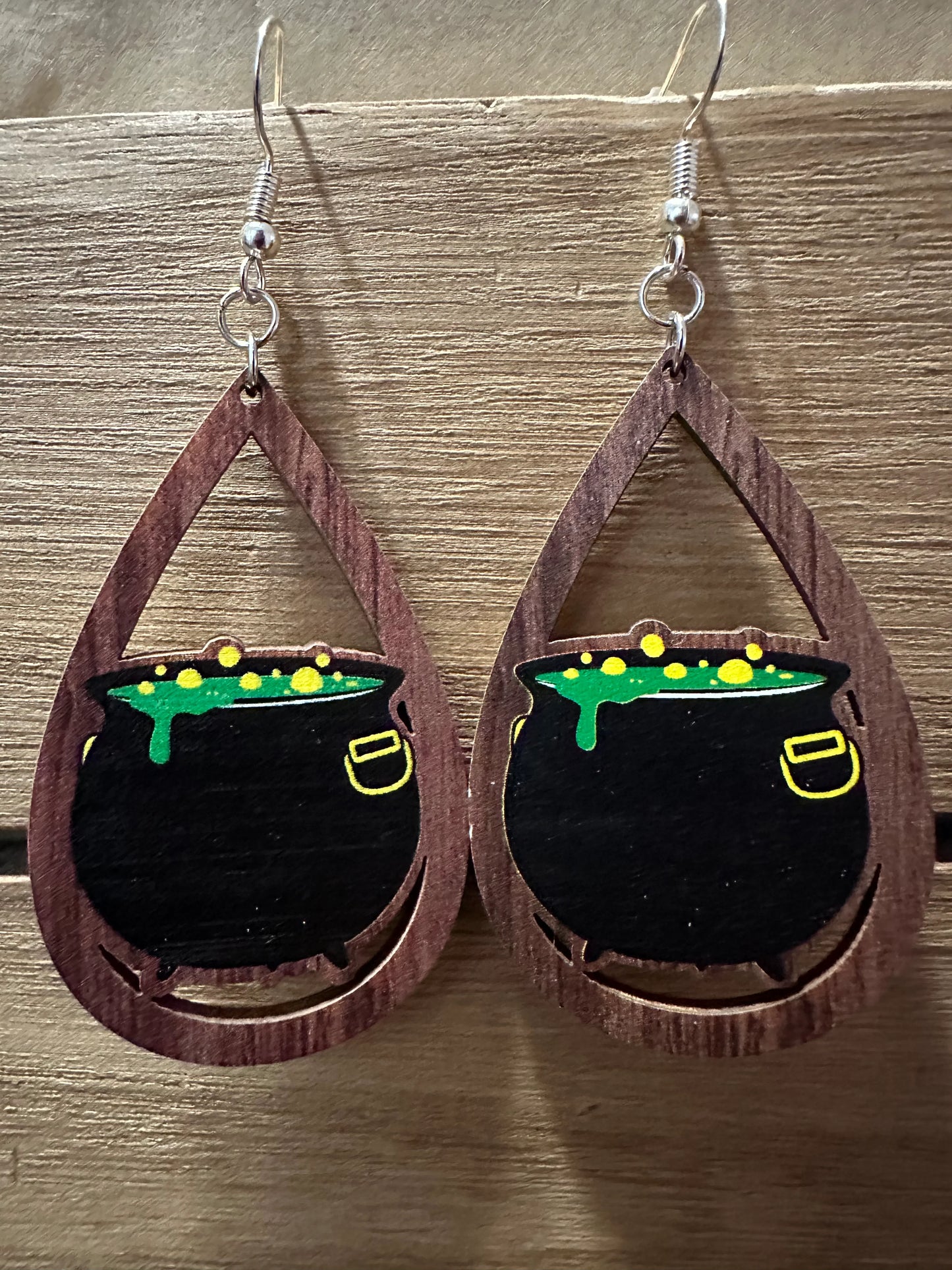 Spooky Wood Teardrop Earrings