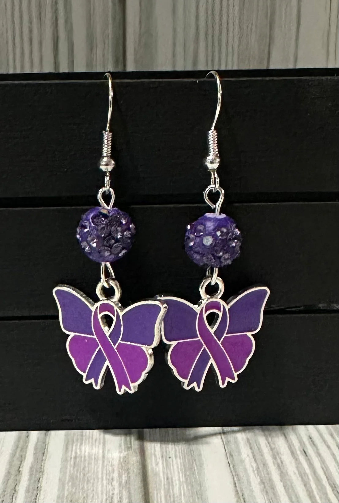 Purple Ribbon Awareness Earrings