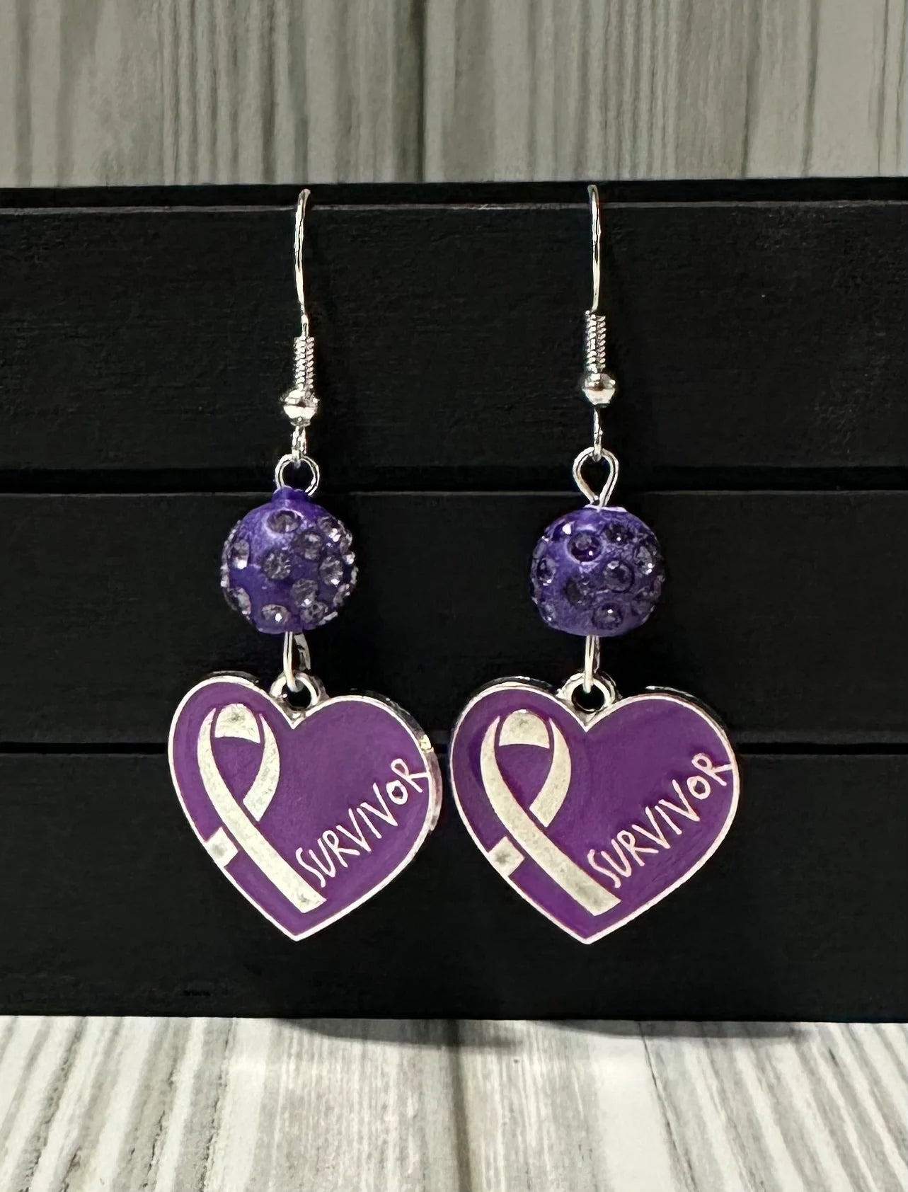 Purple Ribbon Awareness Earrings