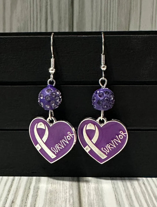 Purple Ribbon Awareness Earrings