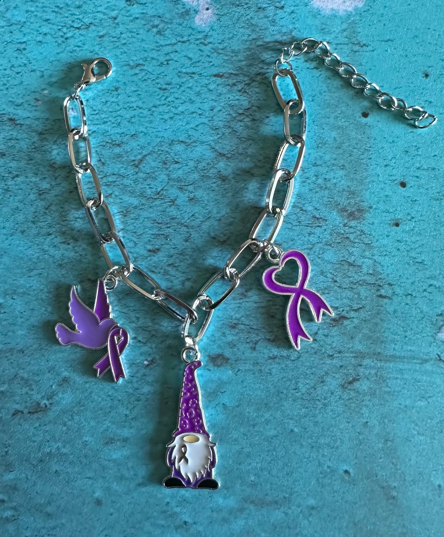Purple Ribbon Awareness Charm Bracelets