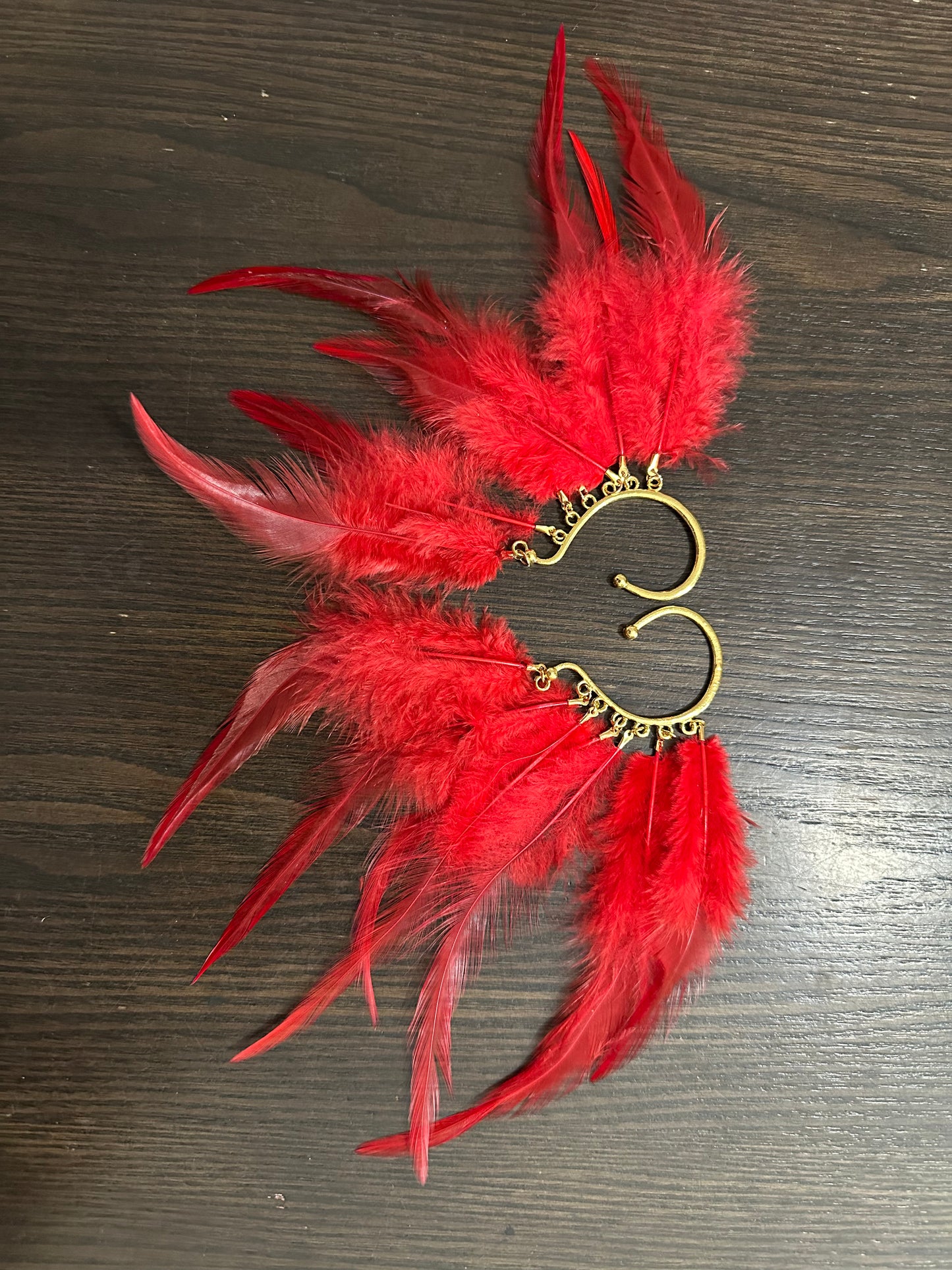 Red Feather Ear Cuffs