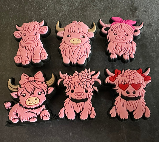 Pink Cows Shoe Charm set
