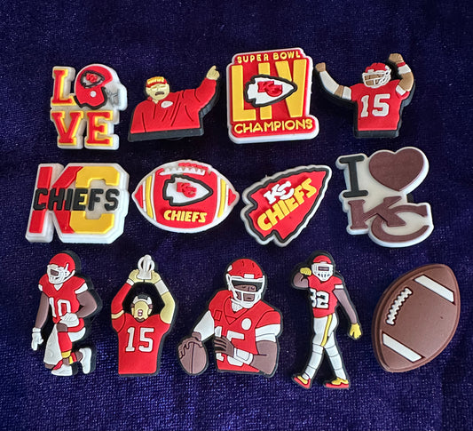 Chiefs football shoe charm set