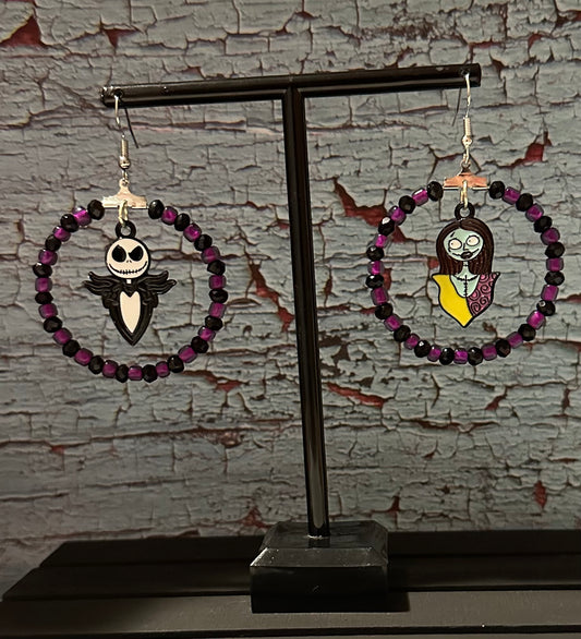 Jack/Sally Beaded hoop Earrings