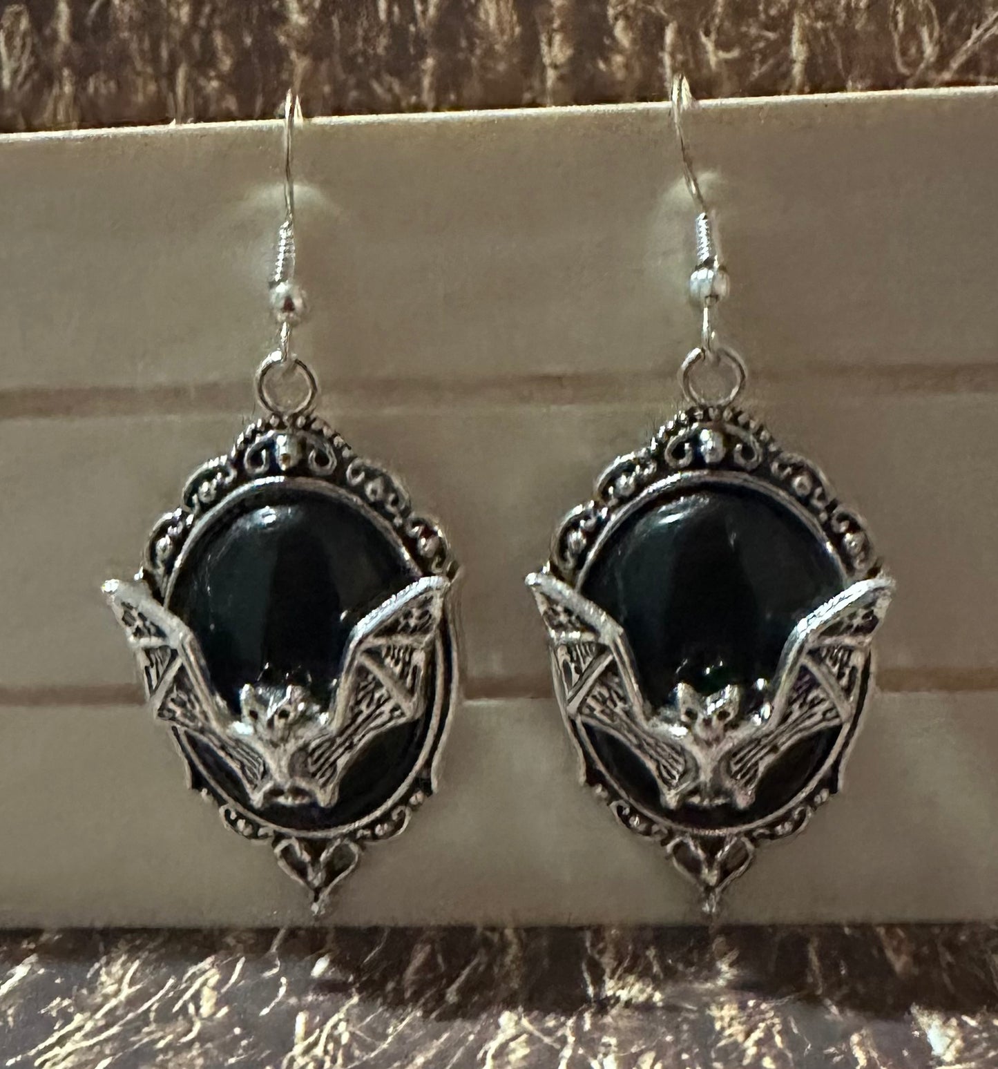 Bat Cameo Earrings