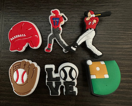 Baseball theme shoe charms