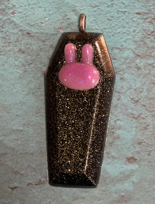 Bunny Coffin Resin Pendants