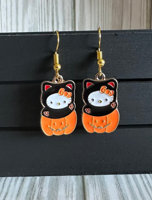 Hello Kitty spooky cat charm earrings