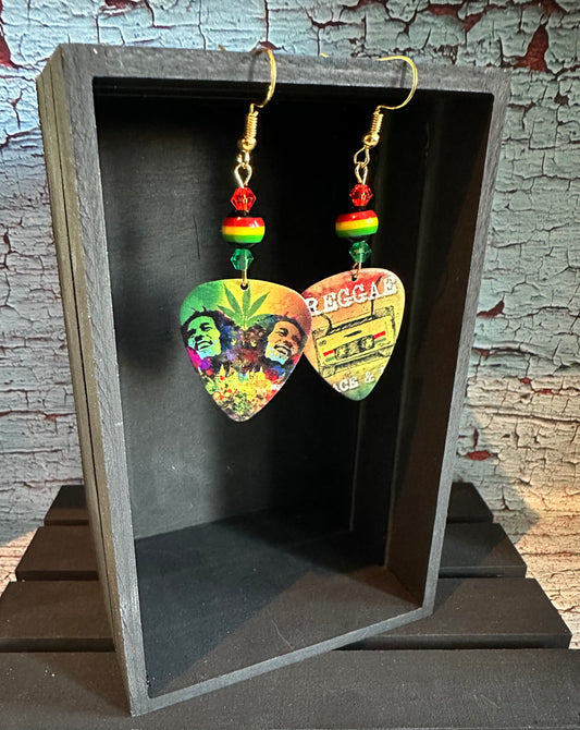 Reggae Guitar Pick Earrings