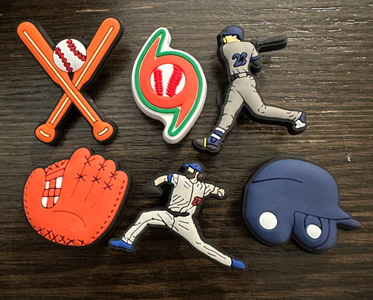 Baseball theme shoe charms