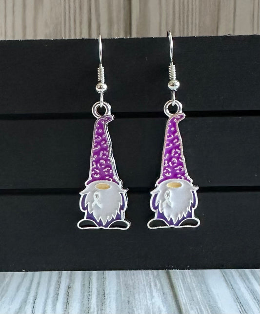 Alzheimer’s awareness Gnome Earrings