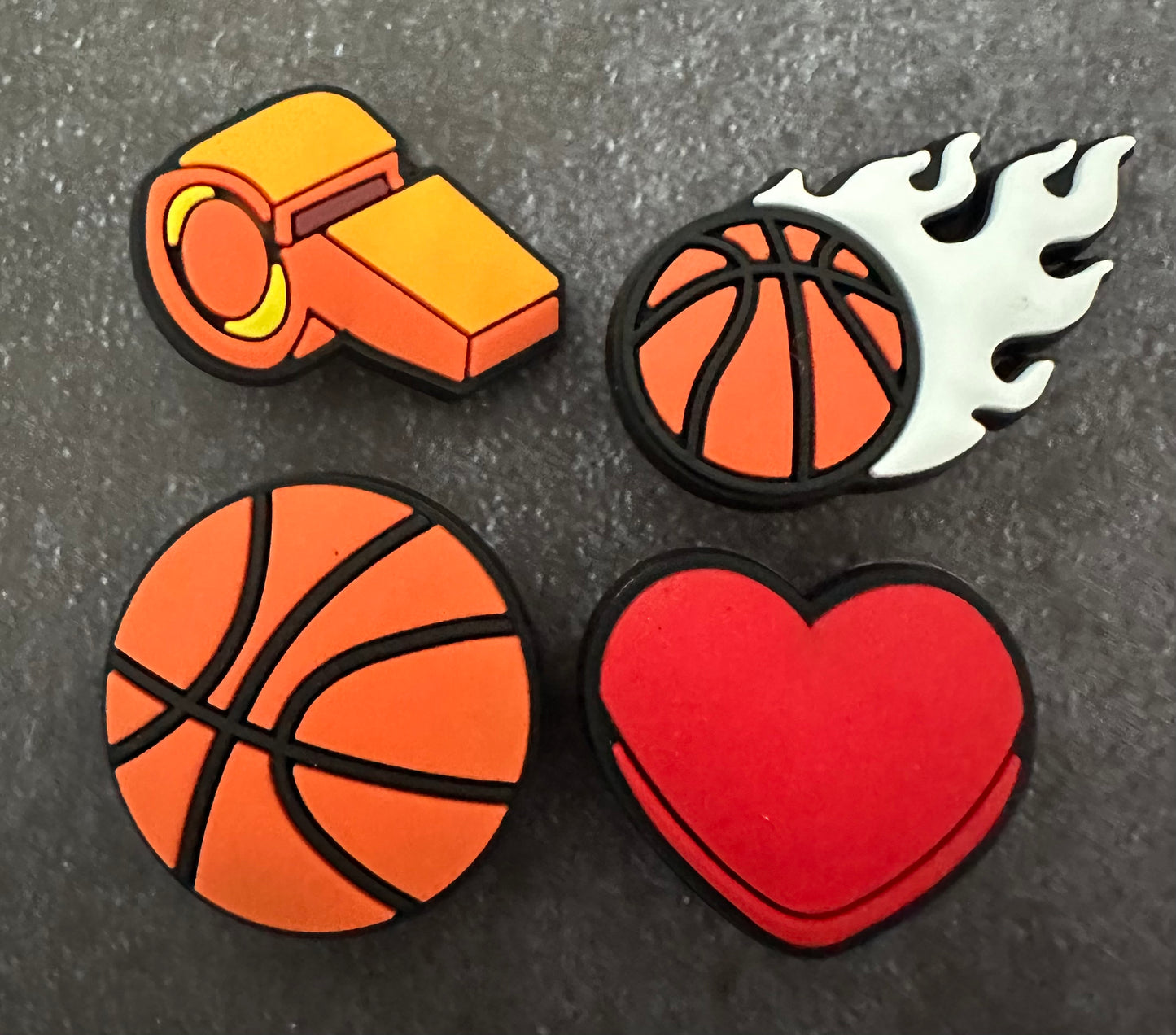 Heart Basketball shoe charm set