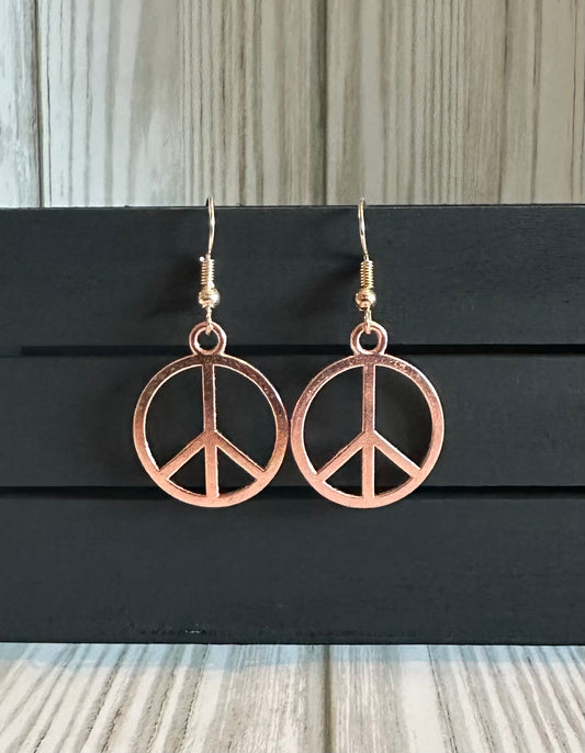 Rose Gold Peace sign Earrings