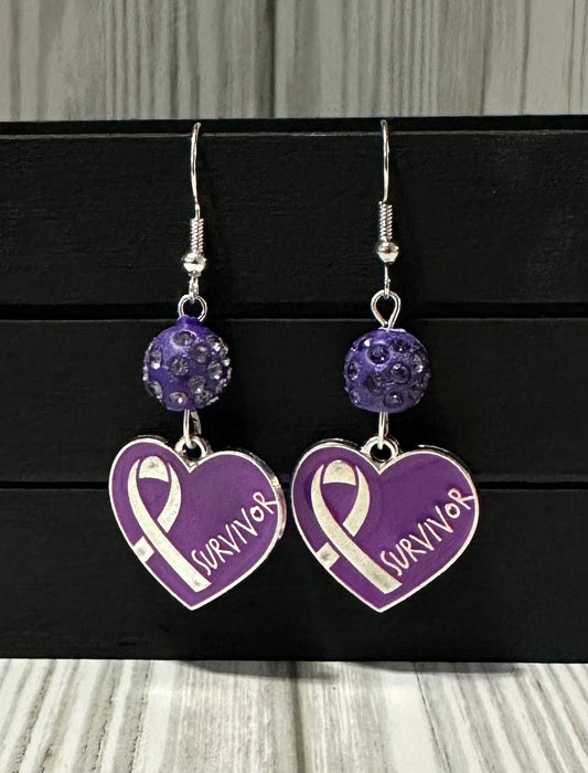 Domestic Violence awareness Survivor heart Earrings