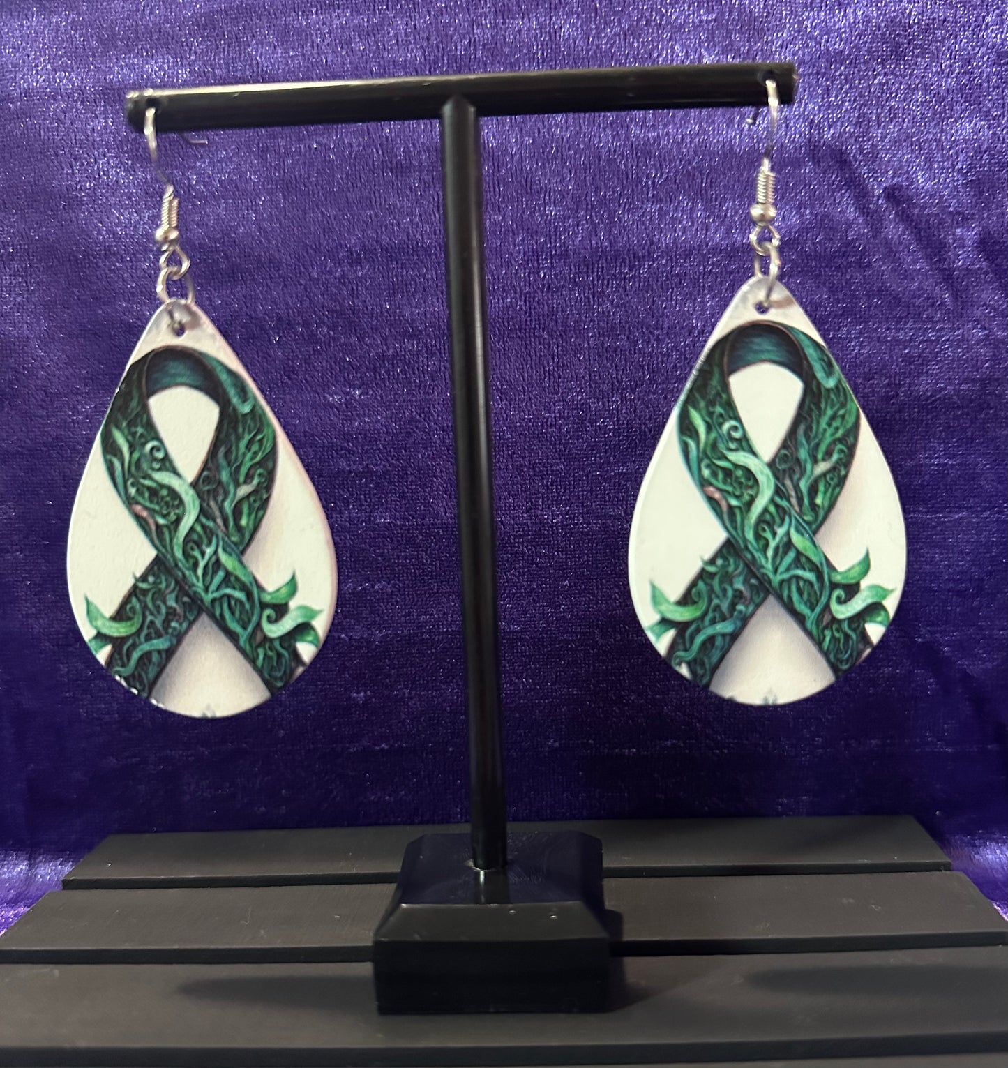 Mental Health Awareness Wooden Teardrop Earrings
