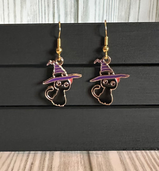 Witchy Cat Charm Earrings