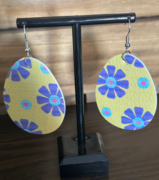 Purple Flower Egg Earrings