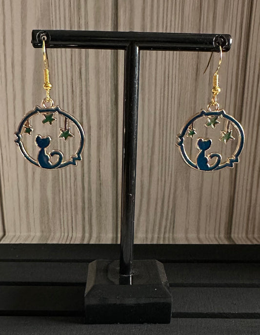 Cat in the moon Earrings