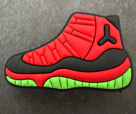 Basketball shoe red, black, green shoe charm