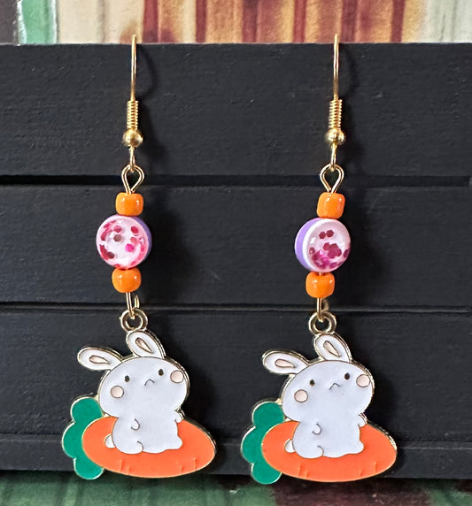 Easter Bunny w/Carrot Charm Earrings