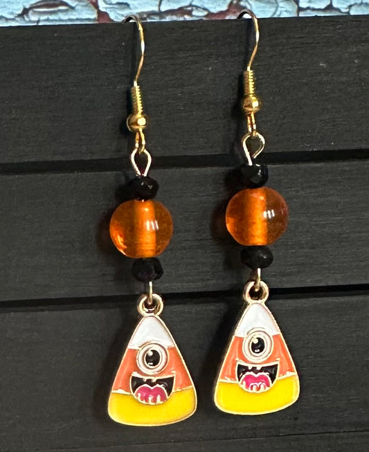 Candy Corn Monster Charm Earrings