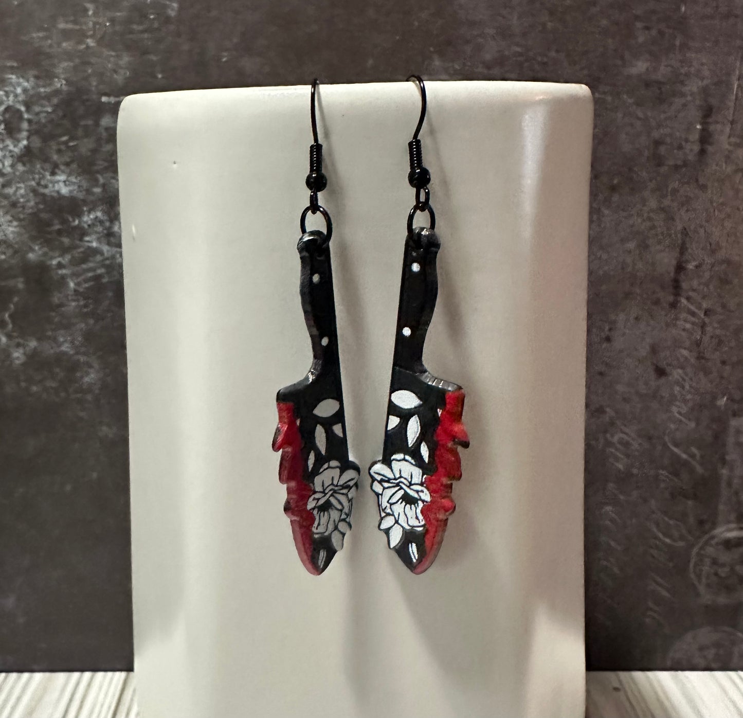 Bloody Floral Knife Earrings