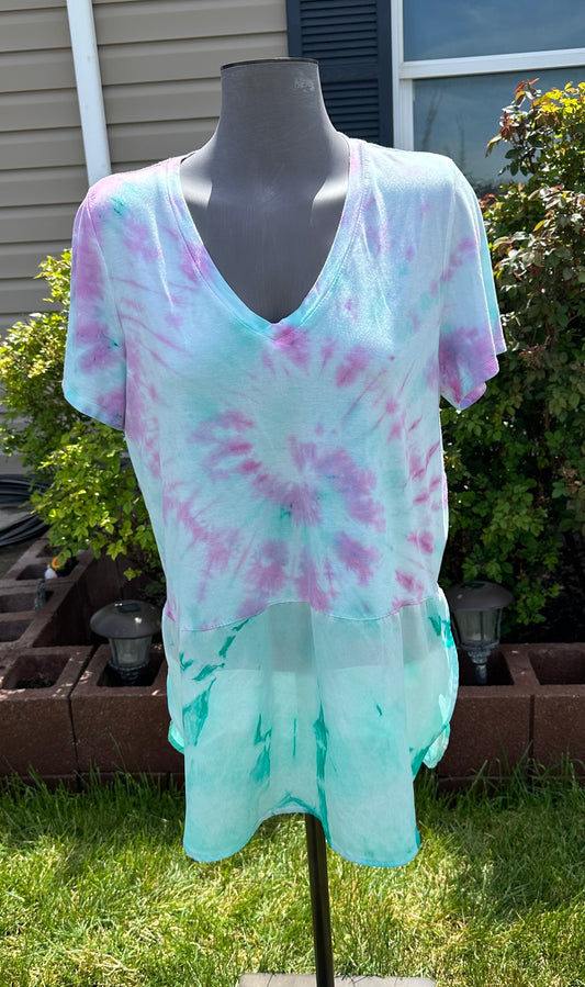 Bodacious whimsical Meadow Flowy Tie-Dye tee